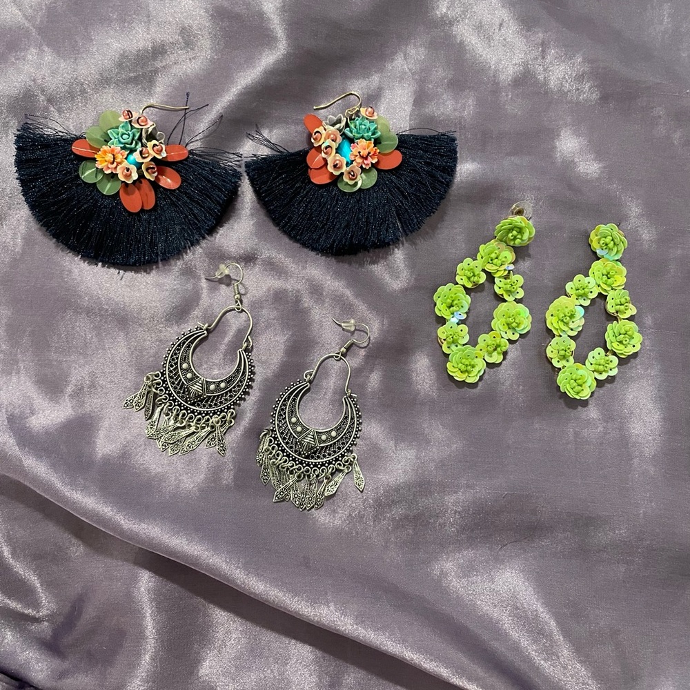 Statement Earrings Lot - group of 3